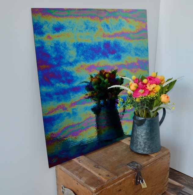 Oily Rainbow - Hand blown coloured and textured mirror in a rainbow tint, made to order.